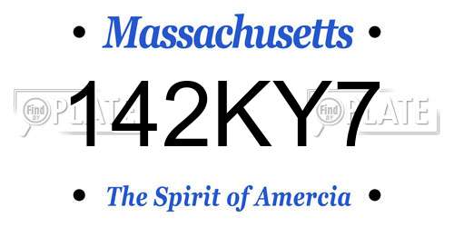 142KY7 Massachusetts License Plate