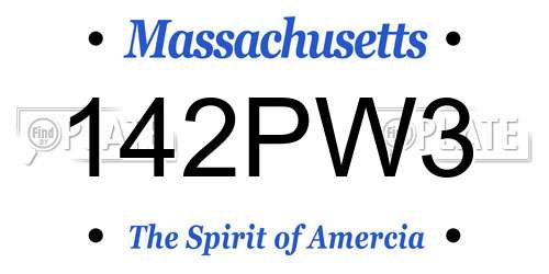 142PW3 Massachusetts License Plate