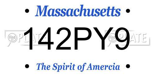142PY9 Massachusetts License Plate