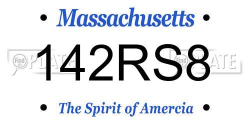 142RS8 Massachusetts License Plate