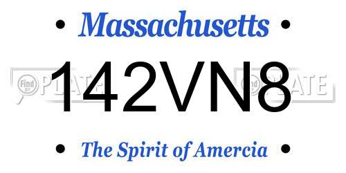 142VN8 Massachusetts License Plate