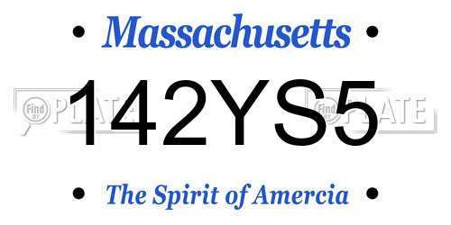 142YS5 Massachusetts License Plate