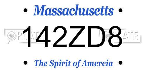 142ZD8 Massachusetts License Plate
