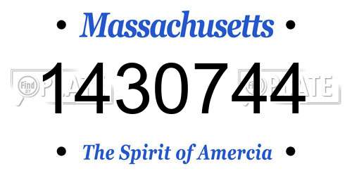 1430744 Massachusetts License Plate
