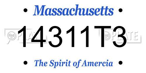 14311T3 Massachusetts License Plate