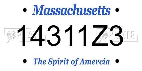 14311Z3 Massachusetts License Plate