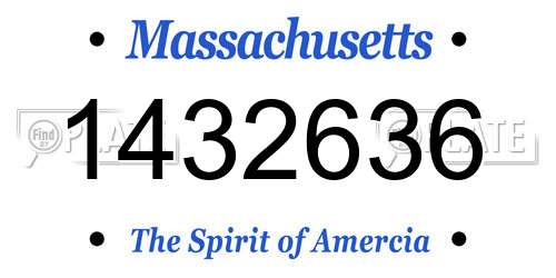 1432636 Massachusetts License Plate