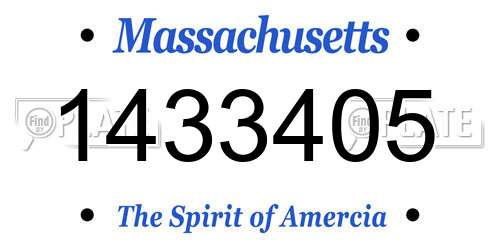 1433405 Massachusetts License Plate