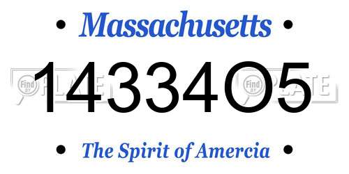 14334O5 Massachusetts License Plate