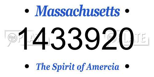 1433920 Massachusetts License Plate
