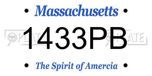 1433PB Massachusetts License Plate