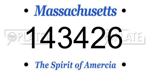 143426 Massachusetts License Plate
