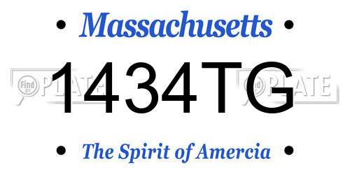 1434TG Massachusetts License Plate