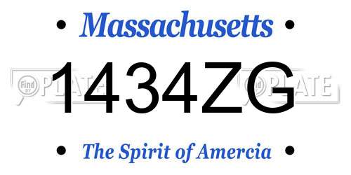 1434ZG Massachusetts License Plate