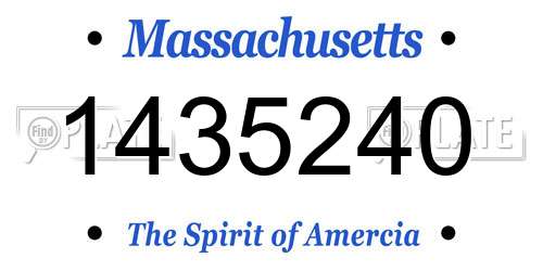 1435240 Massachusetts License Plate
