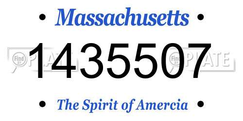 1435507 Massachusetts License Plate