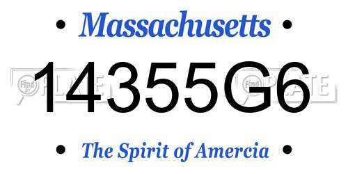 14355G6 Massachusetts License Plate