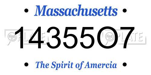 14355O7 Massachusetts License Plate