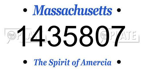 1435807 Massachusetts License Plate