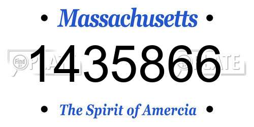 1435866 Massachusetts License Plate