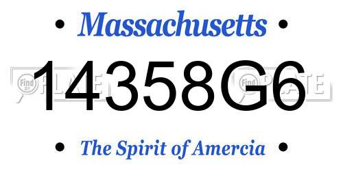 14358G6 Massachusetts License Plate