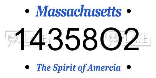 14358O2 Massachusetts License Plate