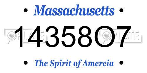 14358O7 Massachusetts License Plate