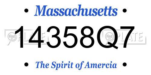 14358Q7 Massachusetts License Plate