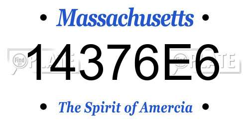 14376E6 Massachusetts License Plate