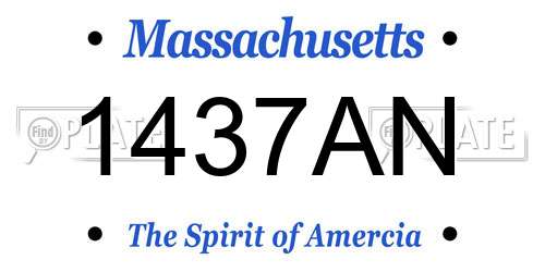 1437AN Massachusetts License Plate