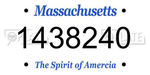 1438240 Massachusetts License Plate