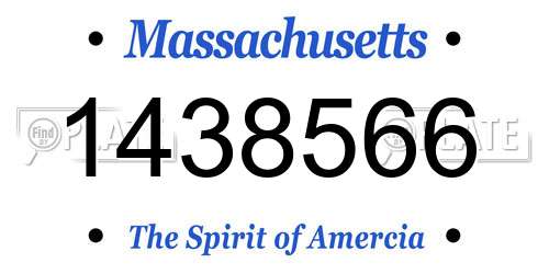 1438566 Massachusetts License Plate