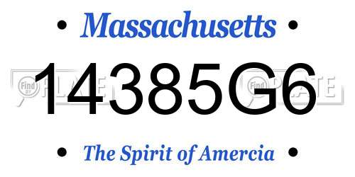 14385G6 Massachusetts License Plate