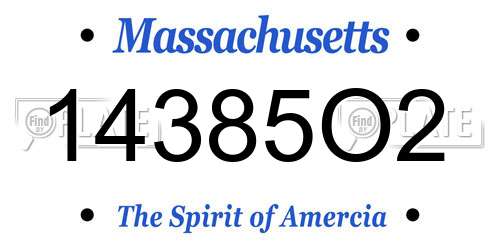 14385O2 Massachusetts License Plate