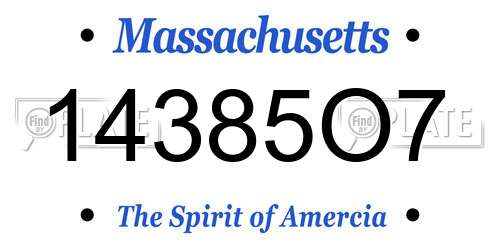 14385O7 Massachusetts License Plate