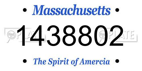 1438802 Massachusetts License Plate