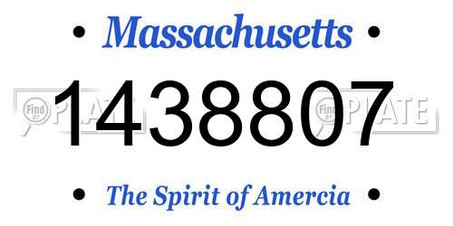 1438807 Massachusetts License Plate
