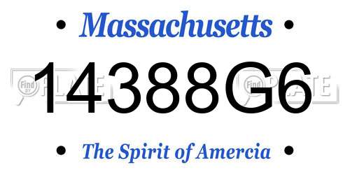 14388G6 Massachusetts License Plate