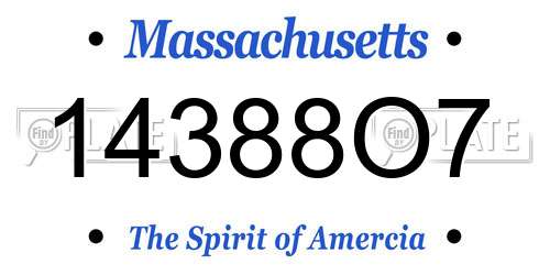 14388O7 Massachusetts License Plate