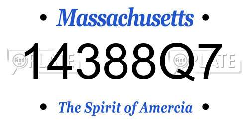 14388Q7 Massachusetts License Plate
