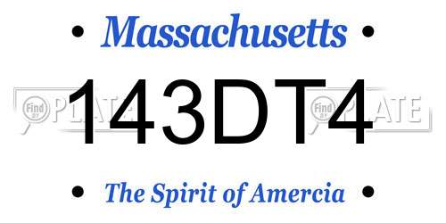 143DT4 Massachusetts License Plate