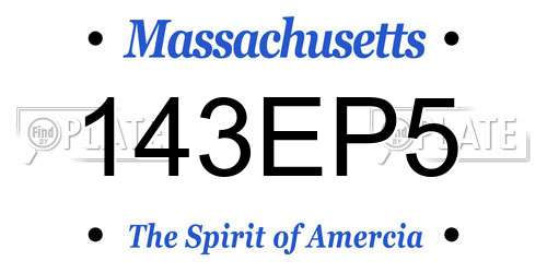 143EP5 Massachusetts License Plate