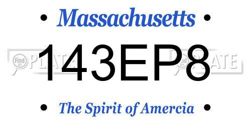 143EP8 Massachusetts License Plate