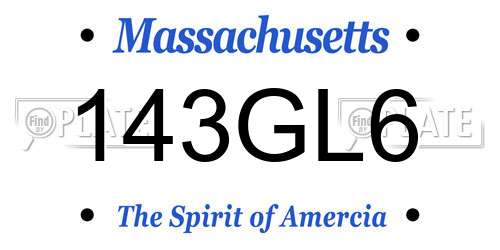 143GL6 Massachusetts License Plate