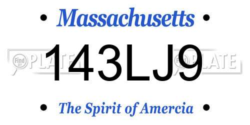 143LJ9 Massachusetts License Plate