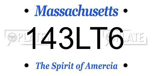 143LT6 Massachusetts License Plate