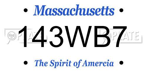 143WB7 Massachusetts License Plate
