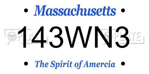 143WN3 Massachusetts License Plate
