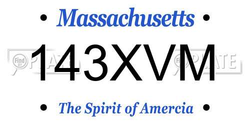 143XVM Massachusetts License Plate