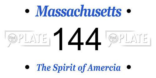 144 Massachusetts License Plate